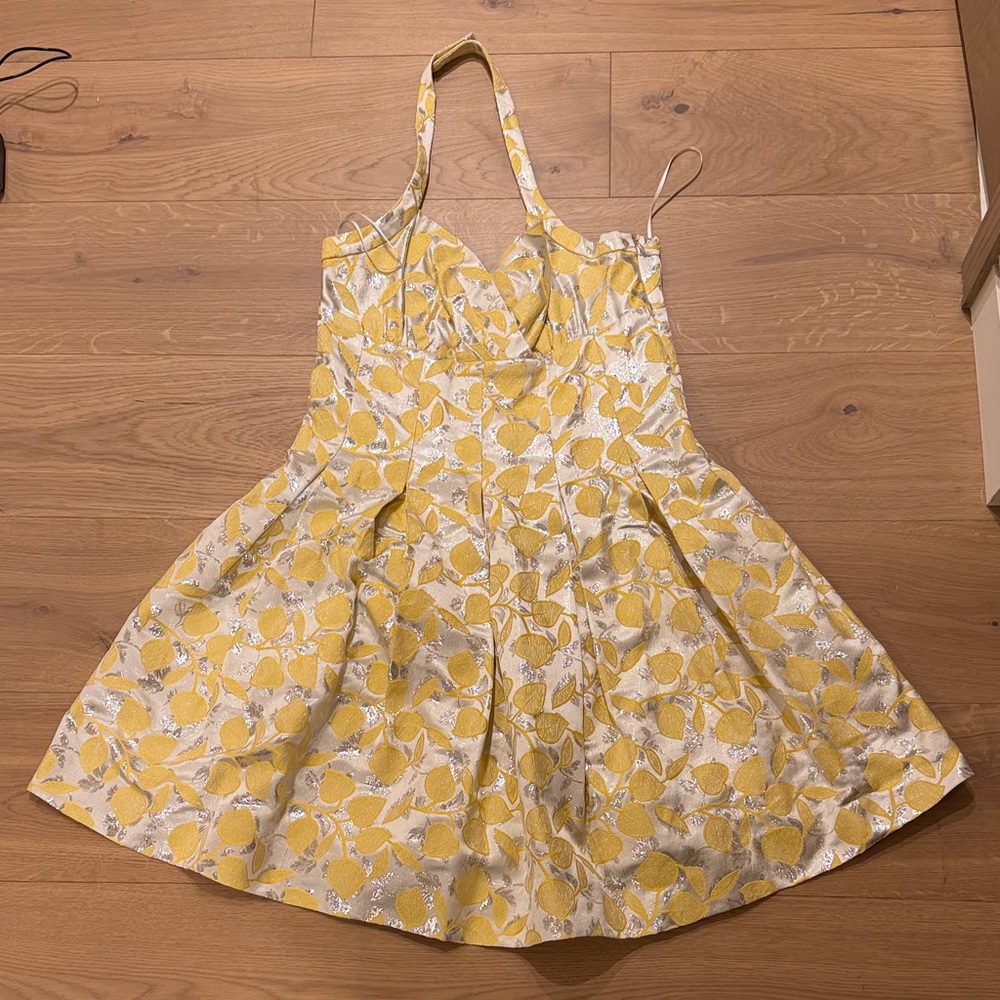 Aeffe Strapless Yellow and Silver Dress
